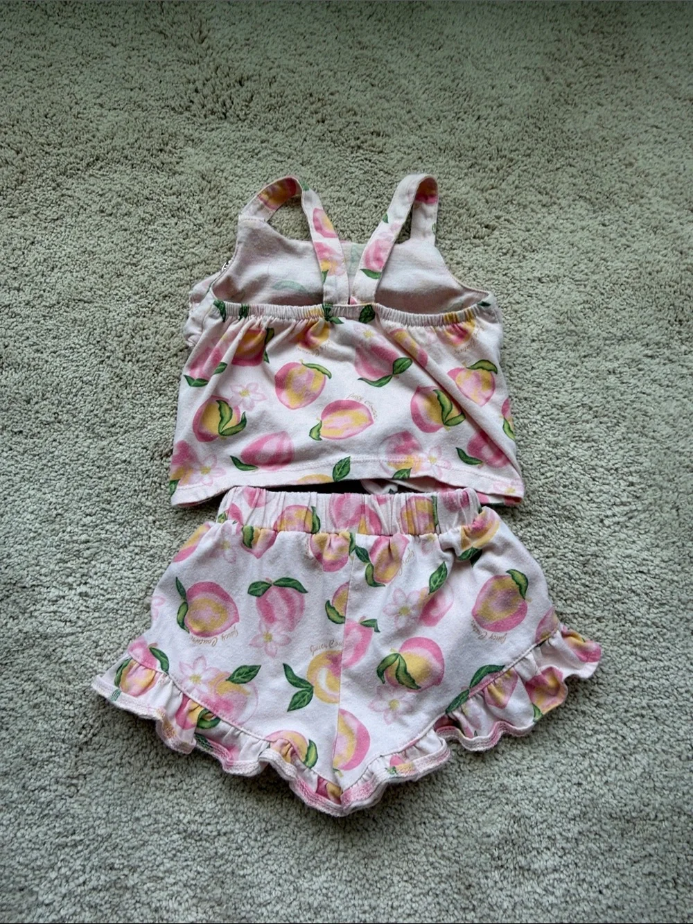 Juicy Couture | Pink Peach Print Girls Matching Tank & Shorts Set